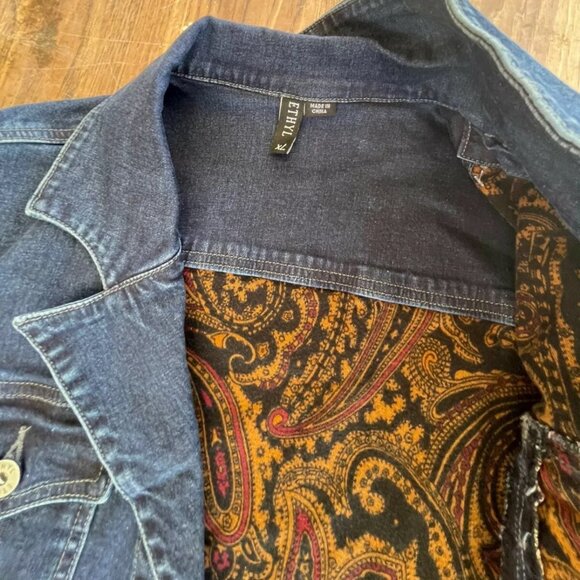 Vintage Ethyl Blue Denim Raw Jean Jacket Womens Size XL - Picture 6 of 8